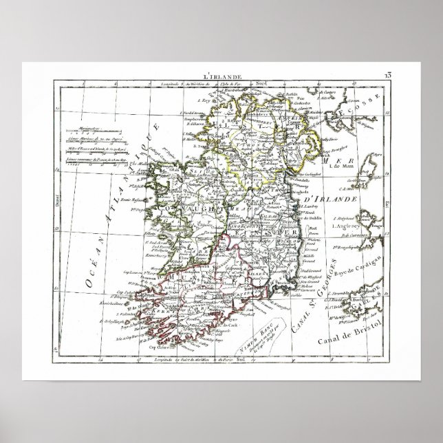 Poster Carte 1806 - L'Irlande (Devant)