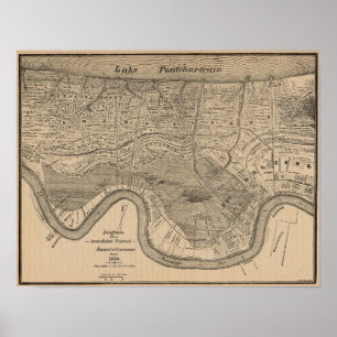 Poster Carte 1849 de la Nouvelle-Orléans