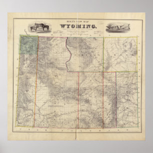 Poster Carte 1883 du Wyoming