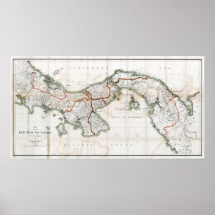 Poster Carte 1912 du Panama