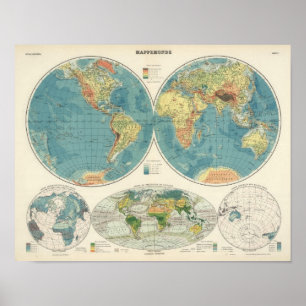 Poster Carte 2 d'atlas du monde
