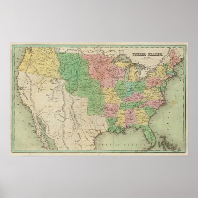 Poster Carte 2 des États-Unis (Devant)