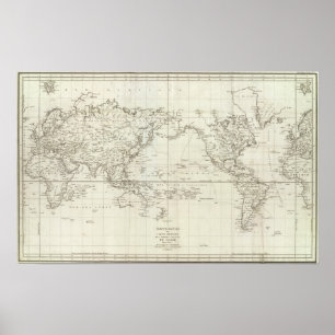 Poster Carte 6 du monde