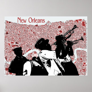 Poster Carte Abstraite de la Nouvelle-Orléans