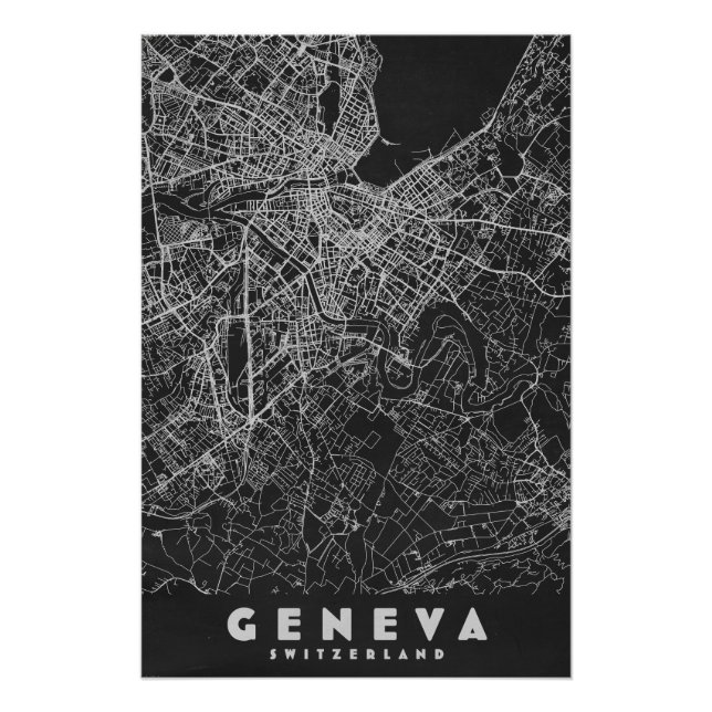 Poster Carte ancienne de Genève Suisse (Devant)