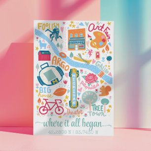 Poster Carte Ann Arbor Michigan Coordonnées personnalisée