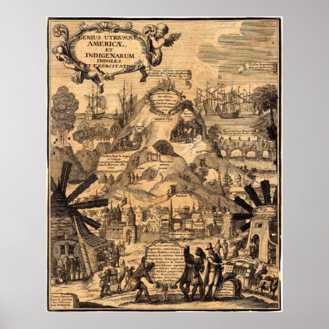 Poster Carte antique de l'Amérique (Devant)