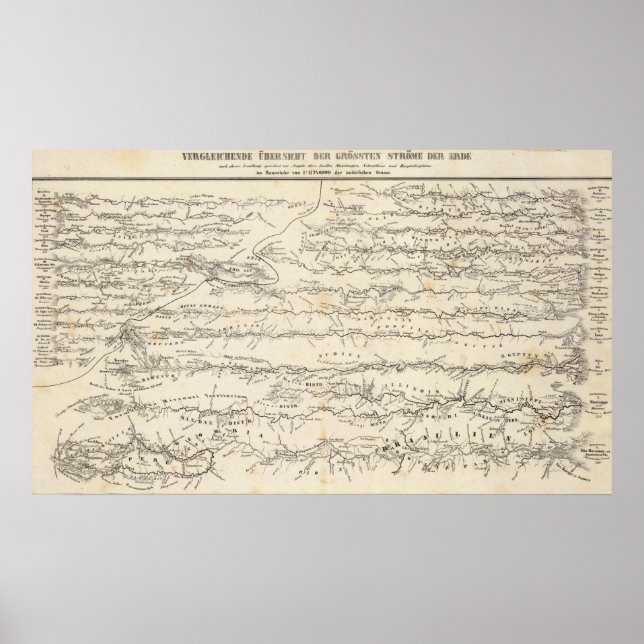 Poster Carte Atlas des rivières (Devant)