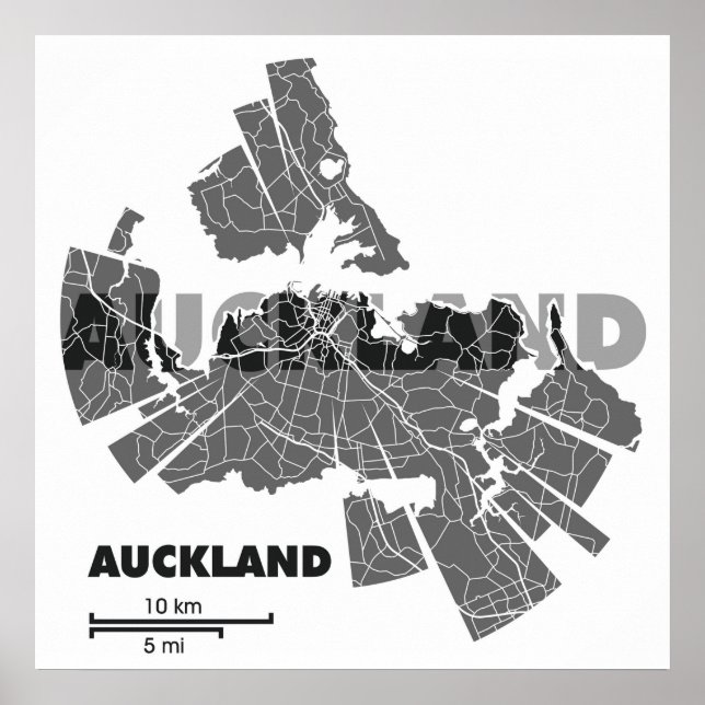 Poster Carte Auckland (Devant)