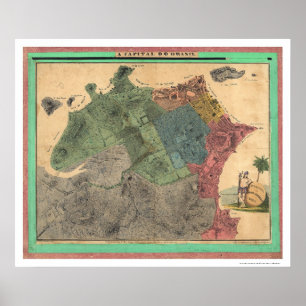 Poster Carte Brésil Rio De Janeiro 1831