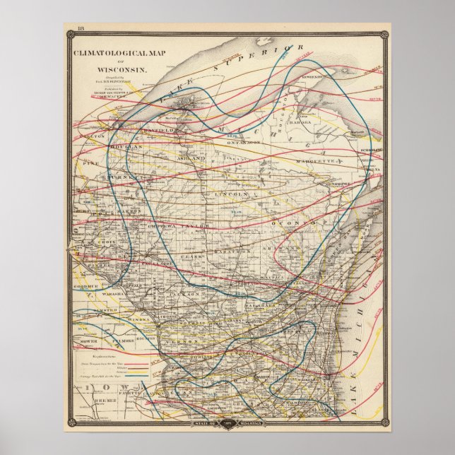 Poster Carte climatologique du Wisconsin (Devant)