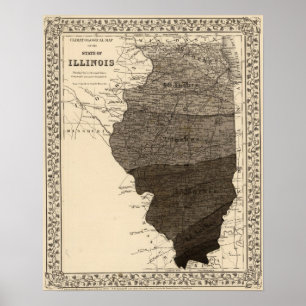 Poster Carte climatologique, l'Illinois