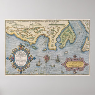 Poster Carte commerciale néerlandaise de la mer Baltique