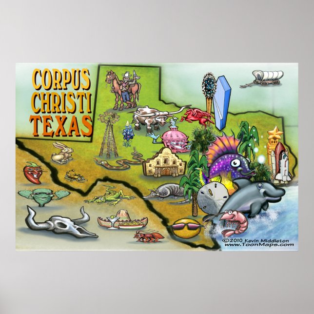 Poster Carte Corpus Christi TX (Devant)