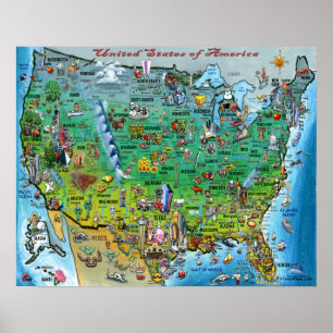 Poster Carte d'amusement des Etats-Unis d'Amérique