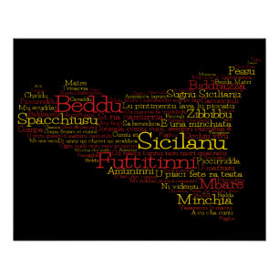 Poster Carte d'art Word sicilien