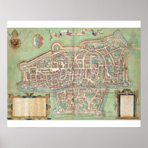 Poster Carte d'Augsbourg, de "Civitates Orbis Terrarum" b