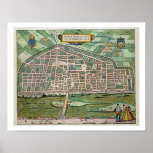 Poster Carte d'Aurelia, de "Civitates Orbis Terrarum" par