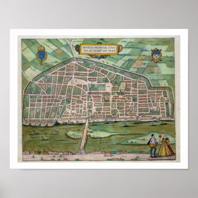 Poster Carte d'Aurelia, de Civitates Orbis Terrarum par (Devant)