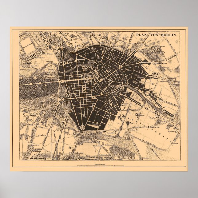 Poster Carte de Berlin, Allemagne, vers 1890 - 1907 (Devant)