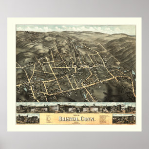 Poster Carte de Bristol, Connecticut de 1878
