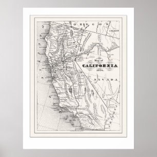 Poster Carte de Californie de 1876