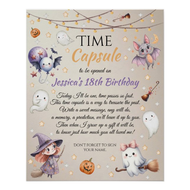 Poster Carte de capsule temporelle Halloween de fantôme j (Devant)