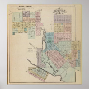 Poster Carte de Chatfield, carte de Caledonia, Minn