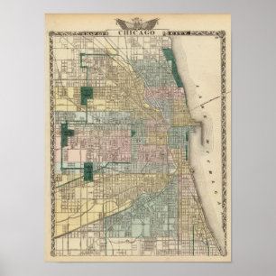 Poster Carte de Chicago City