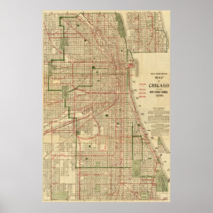 Poster Carte de Chicago par Blanchard