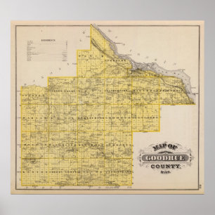 Poster Carte de comté de Goodhue, Minnesota