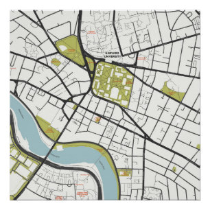 POSTER CARTE DE DÉTAIL DES MASSACHUSETTS DE L'UNIVERSITÉ