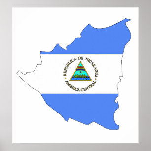 Poster Carte de drapeau du Nicaragua normale