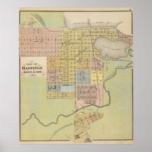 Poster Carte de Hastings, comté de Dakota, Minnesota