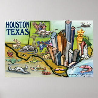 Poster Carte de Houston TEXAS