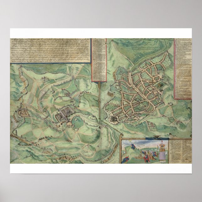 Poster Carte de Jérusalem, de 'Civitates Orbis Terrarum' (Devant)