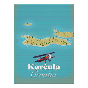 Poster Carte de Korčula Croatie