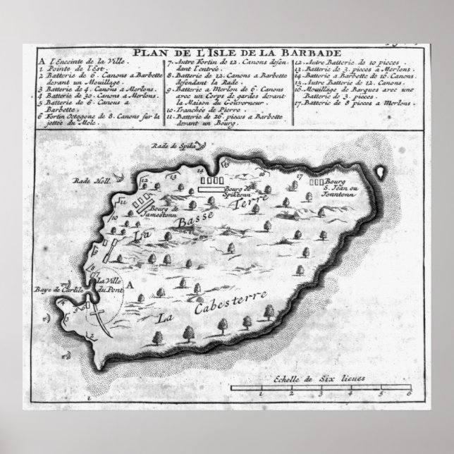 Poster Carte de la Barbade (Devant)