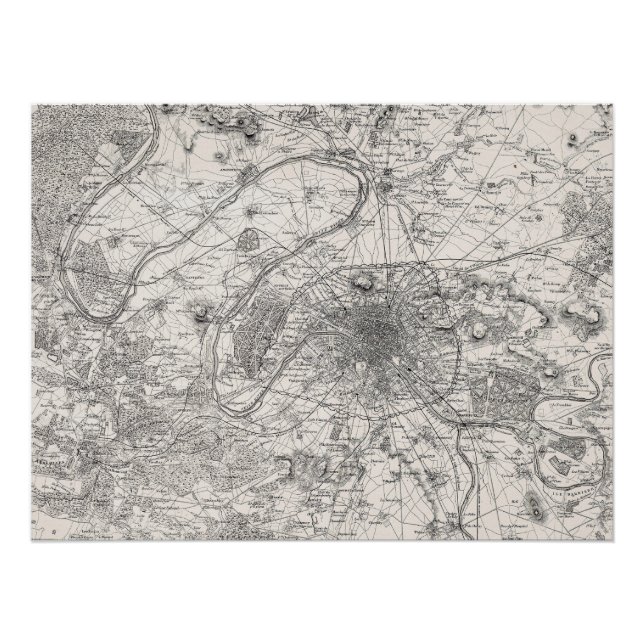 Poster Carte de la capitale de la France (Devant)