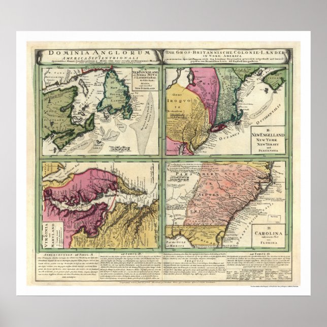 Poster Carte de la côte est de Terre-Neuve 1760 (Devant)