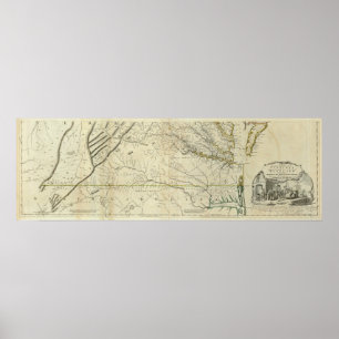 Poster Carte de la partie la plus habitée de Virginie