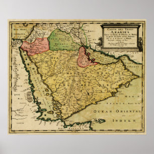 Poster Carte de la péninsule arabe du Moyen-Orient