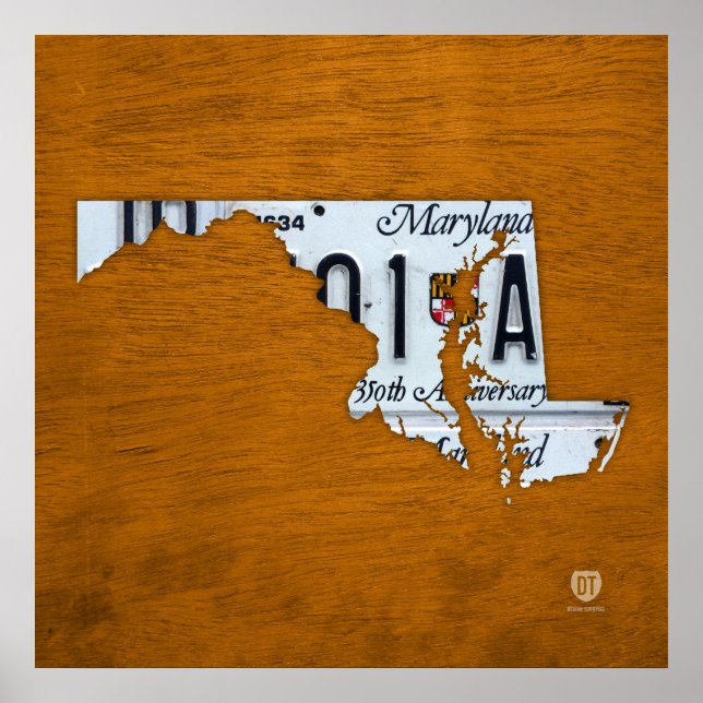 Poster Carte de la plaque de licence de l'État du Marylan (Devant)