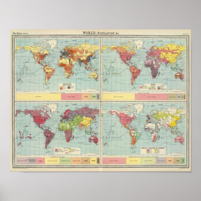 Poster Carte de la population mondiale (Devant)