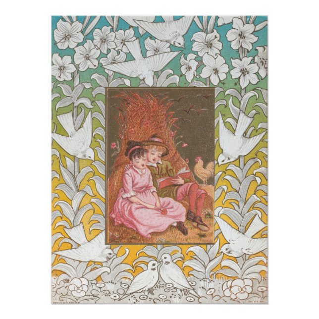 Poster Carte de la Saint-Valentin d'époque victorienne an (Devant)
