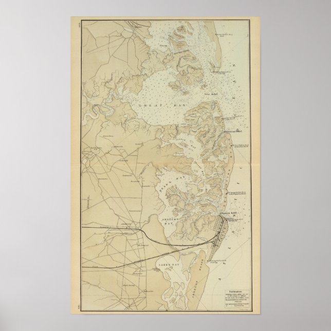 Poster Carte de la section côtière de Tuckerton à Absecon (Devant)