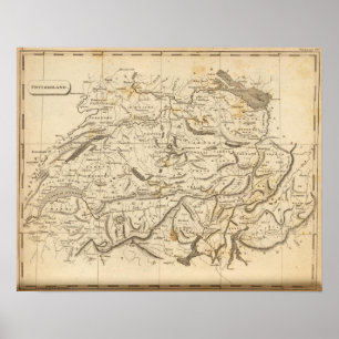Poster Carte de la Suisse par Arrowsmith