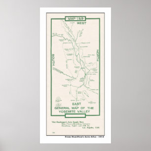 Poster Carte de la vallée de Yosemite en 1914