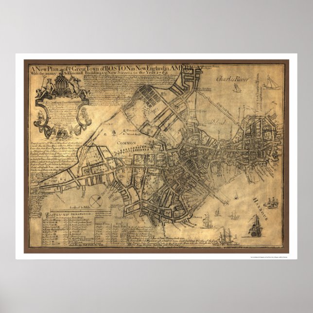 Poster Carte de la ville de Boston - 1769 (Devant)