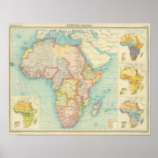 Poster Carte de l'Afrique avec routes maritimes (Devant)